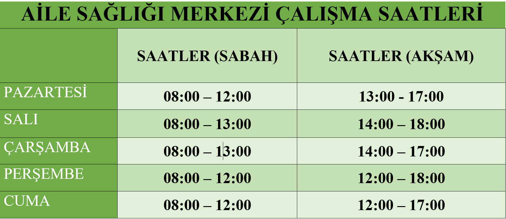 Çalışma Saatleri